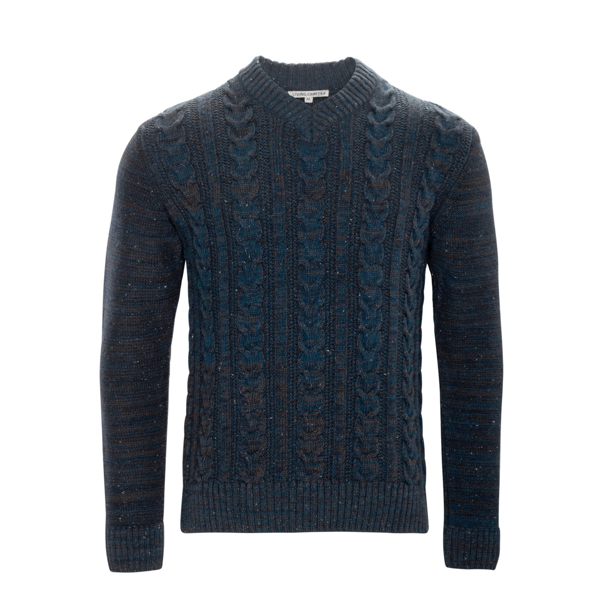 Herren Pullover mit V-Ausschnitt YORIN in Blau aus Wolle mit Baumwolle – mit Ripp-Struktur