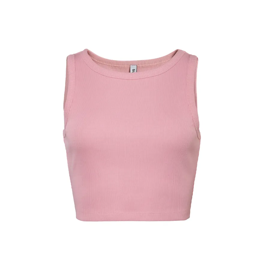 Damen Ripp-Crop-Top DEMI in Blush aus Baumwolle – mit Ripp-Struktur
