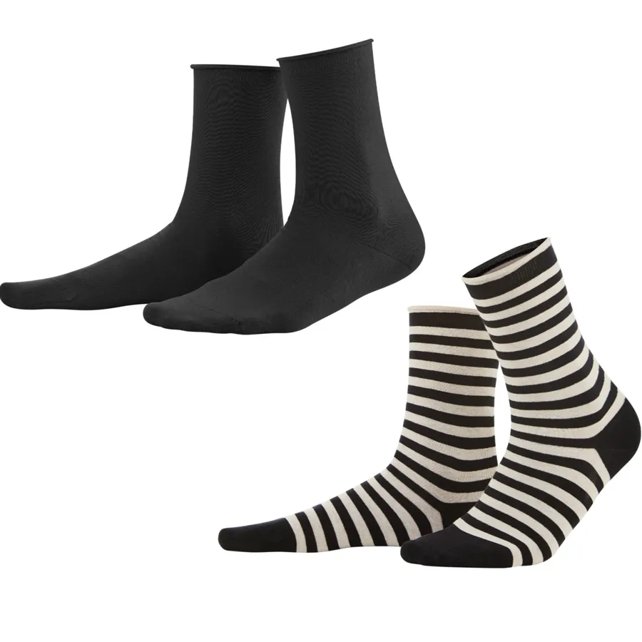 Damen Socken, 2er-Pack ALEXIS in Gemustert aus Baumwolle mit Elasthan – mit Ripp-Struktur