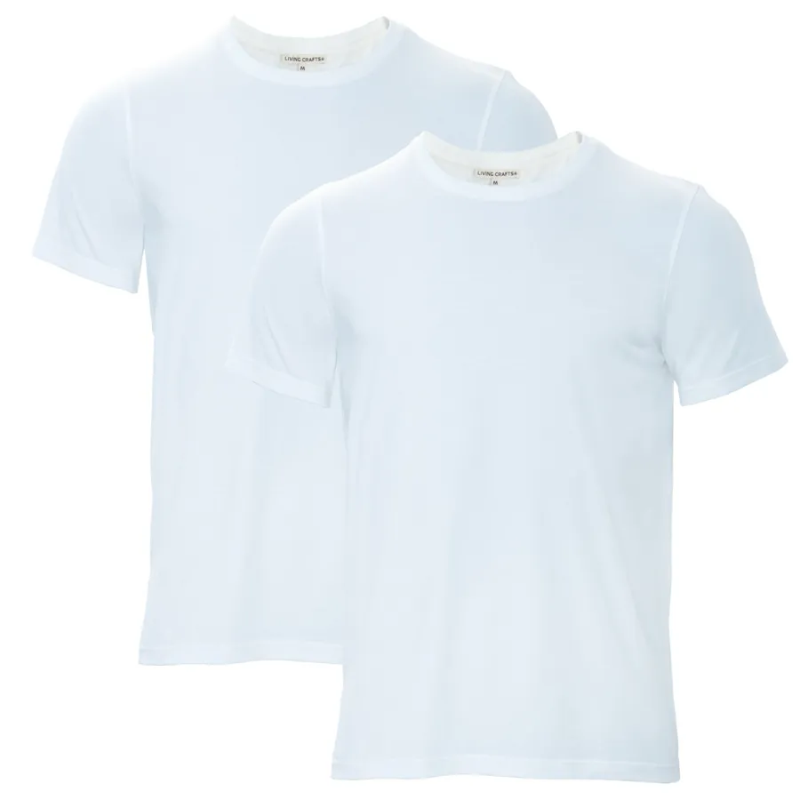 Herren T-Shirt, 2er-Pack TAWIN in Weiß aus Baumwolle – mit Ripp-Struktur