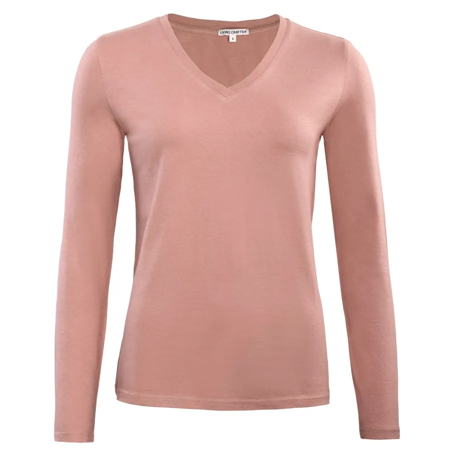 Damen Langarm-Shirt TARANA in Pink aus Baumwolle – mit Ripp-Struktur