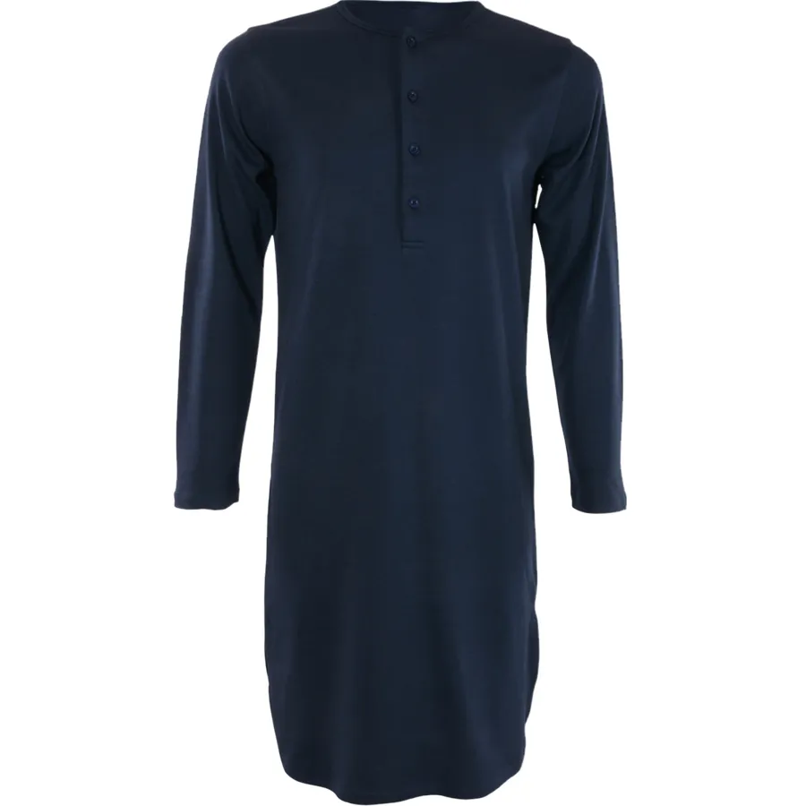Unisex Retro-Nachthemd DOMINIQUE in Blau aus Baumwolle – nahtarm