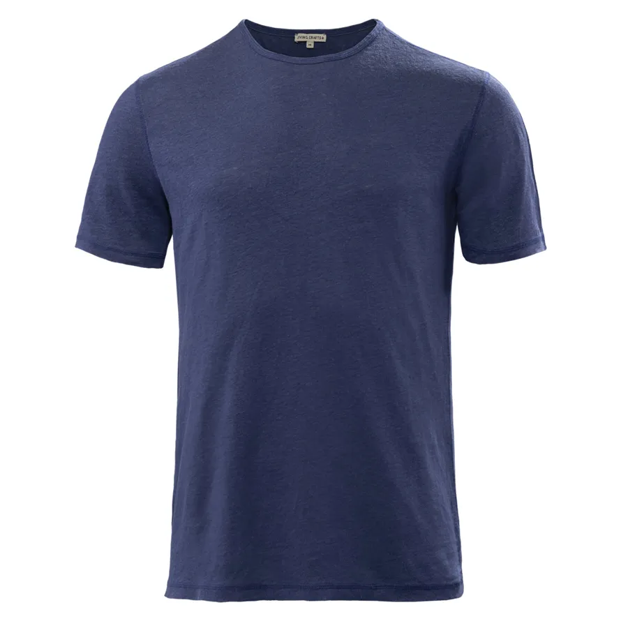 Herren Leinen T-Shirt ANDY in Blau aus Leinen – nahtarm