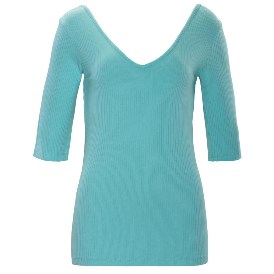 Damen Ripp-Shirt FAWINI in Helles Türkis aus Viskose mit Elasthan – mit Ripp-Struktur