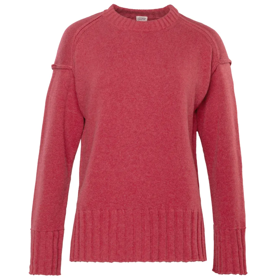 Damen Pullover STANA in Rot aus Baumwolle mit Wolle – mit Ripp-Struktur