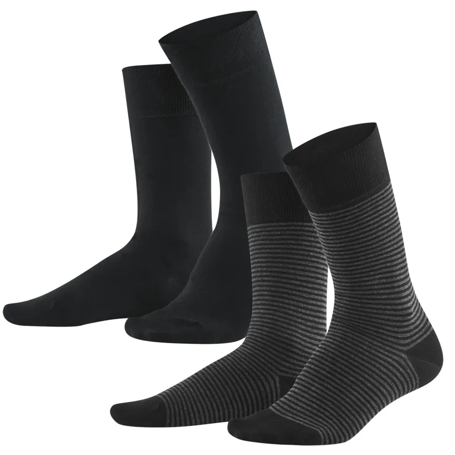 Unisex Socken, 2er-Pack ARNI in Grau aus Baumwolle mit Elasthan – mit Ripp-Struktur