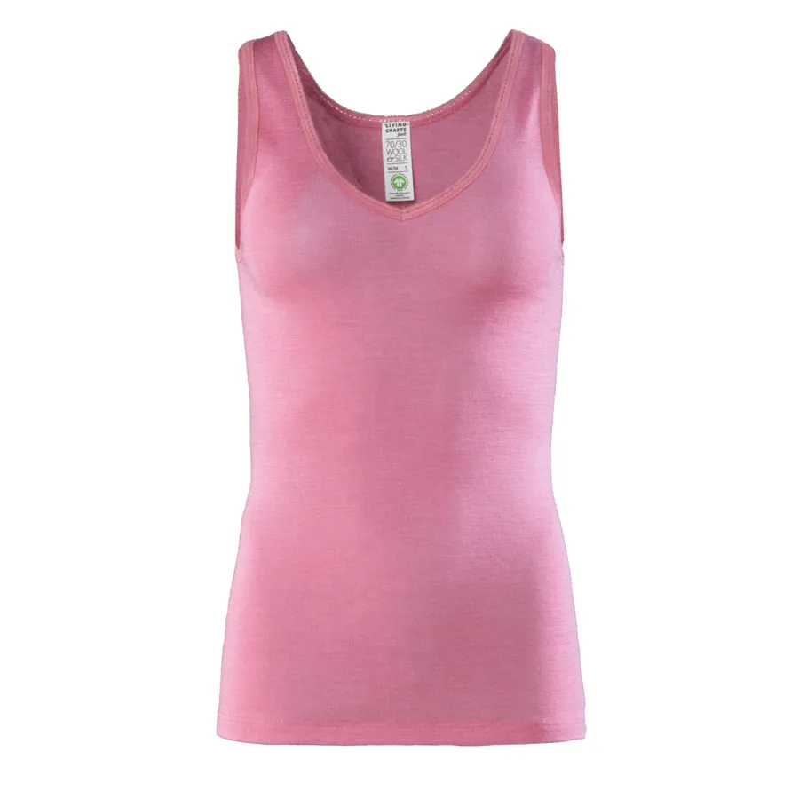 Damen Unterhemd FREYA in Pink aus Merinowolle – mit Ripp-Struktur