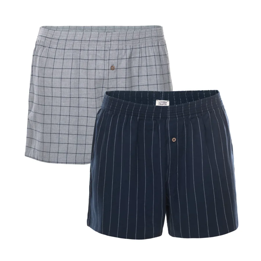 Herren Boxer-Shorts, 2er-Pack BORIS in Gemustert aus Baumwolle – weich