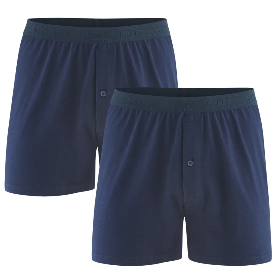 Herren Boxer-Shorts, 2er-Pack ETHAN in Blau aus Baumwolle – weich
