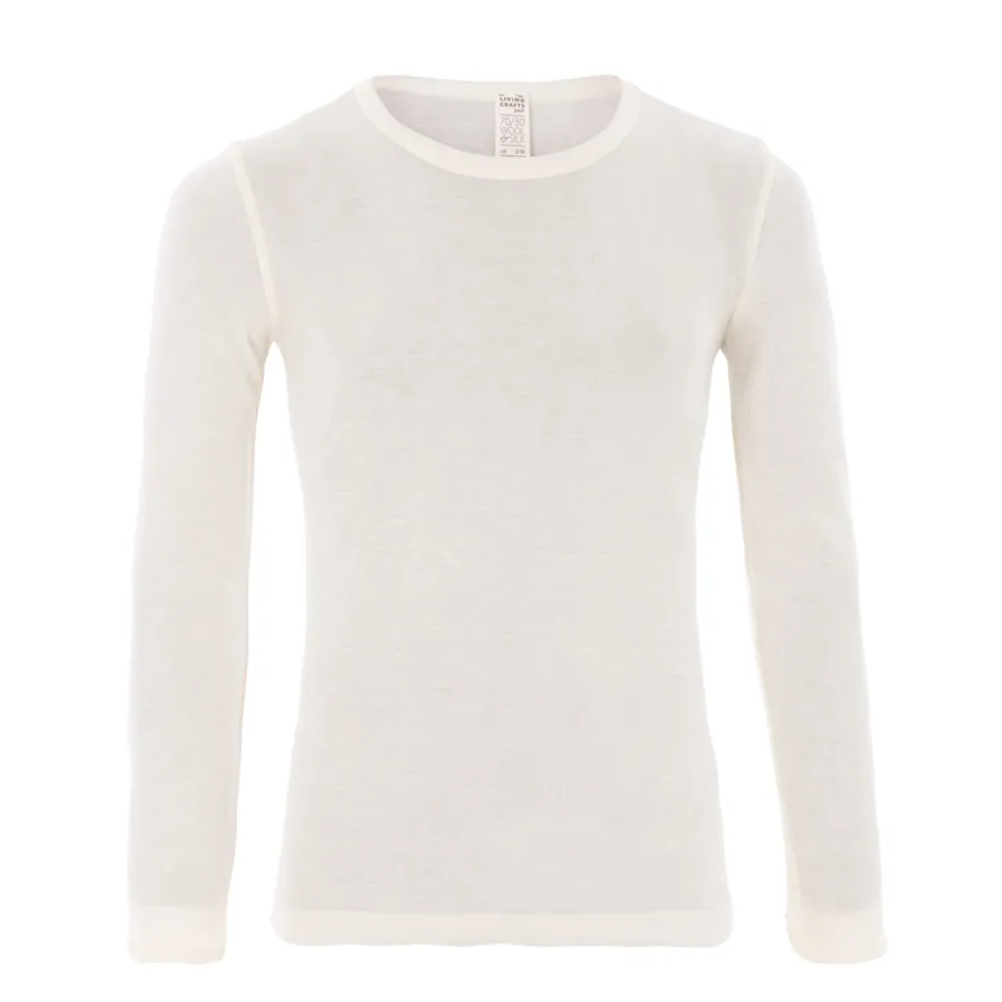 Herren Langarm-Unterhemd HARVEY in Beige aus Merinowolle – mit Ripp-Struktur