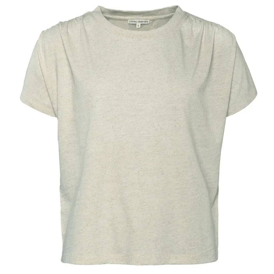 Damen T-Shirt TOLA in Beige aus Baumwolle mit Leinen – weich