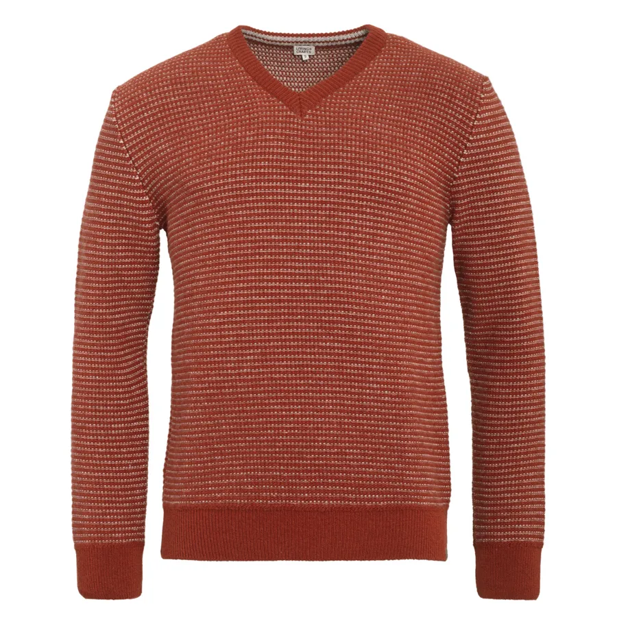 Herren Pullover PIERCE in Rot aus Schurwolle – mit Ripp-Struktur