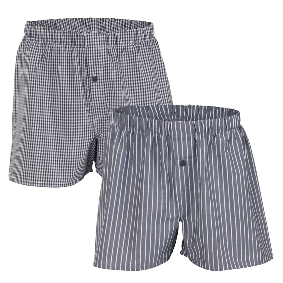 Herren Boxer-Shorts, 2er-Pack GREGOR in Grau aus Baumwolle – atmungsaktiv