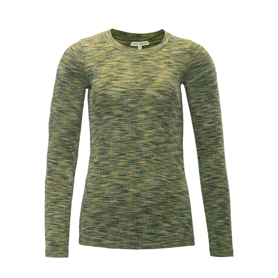Damen Langarm-Shirt PRISCA in Mehrfarbig aus Baumwolle – mit Ripp-Struktur