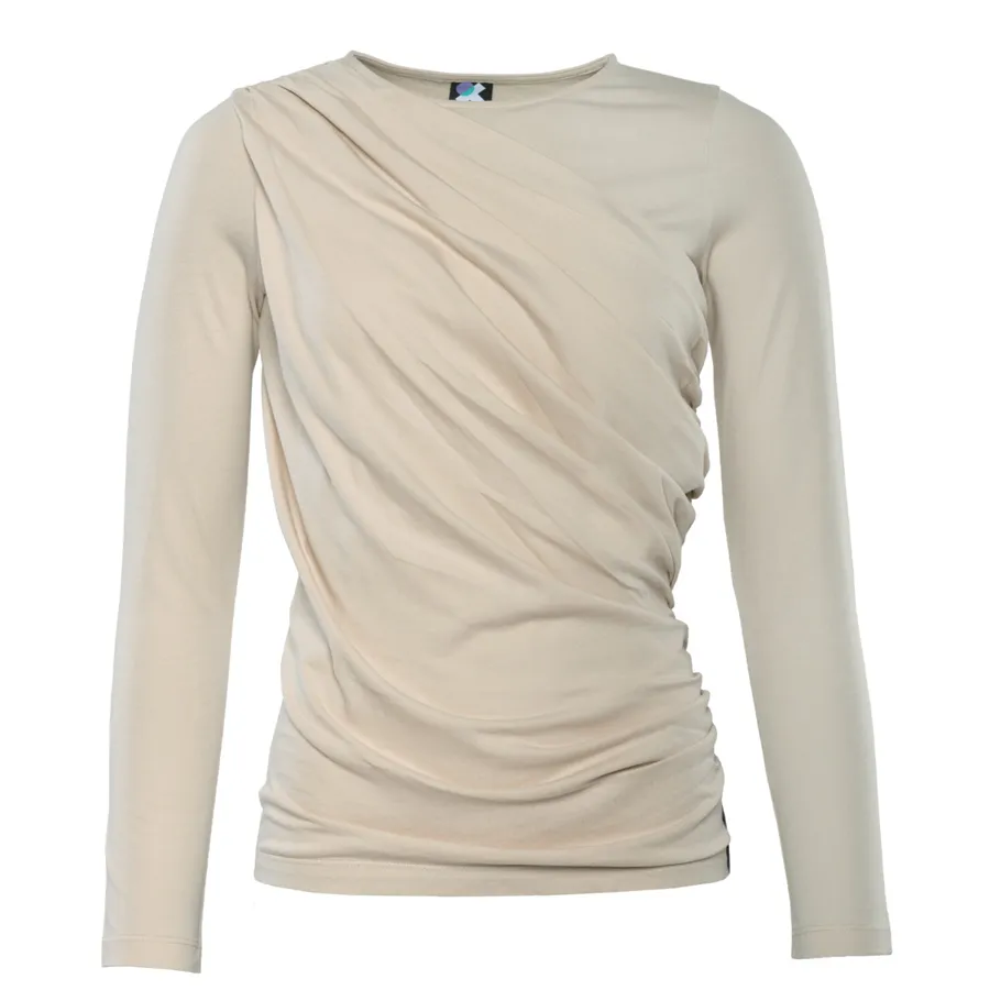 Damen Langarm-Shirt ELIN in Sand aus Baumwolle – mit Stretch