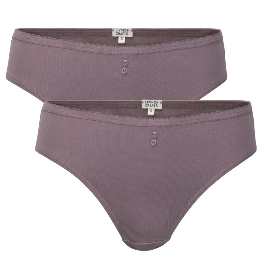 Damen Slip, 2er-Pack RASINA in Lila aus Baumwolle – mit Ripp-Struktur