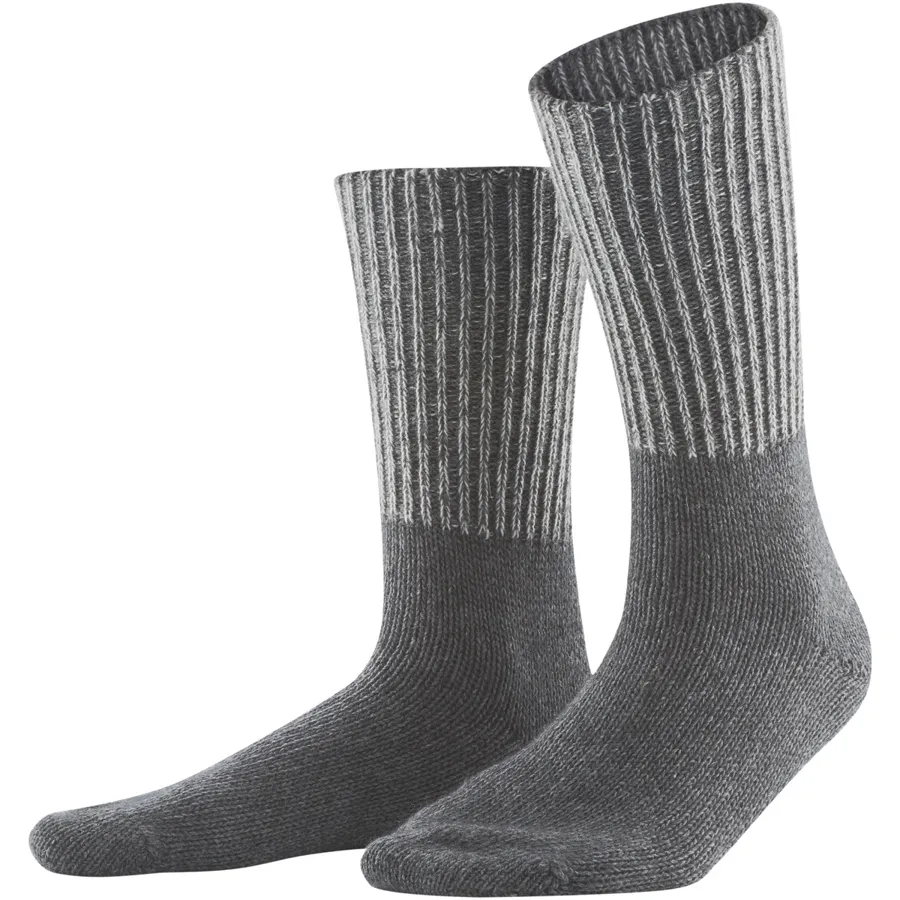 Unisex Socken FRAUKE in Grau aus Baumwolle mit Wolle und Elasthan – mit Ripp-Struktur