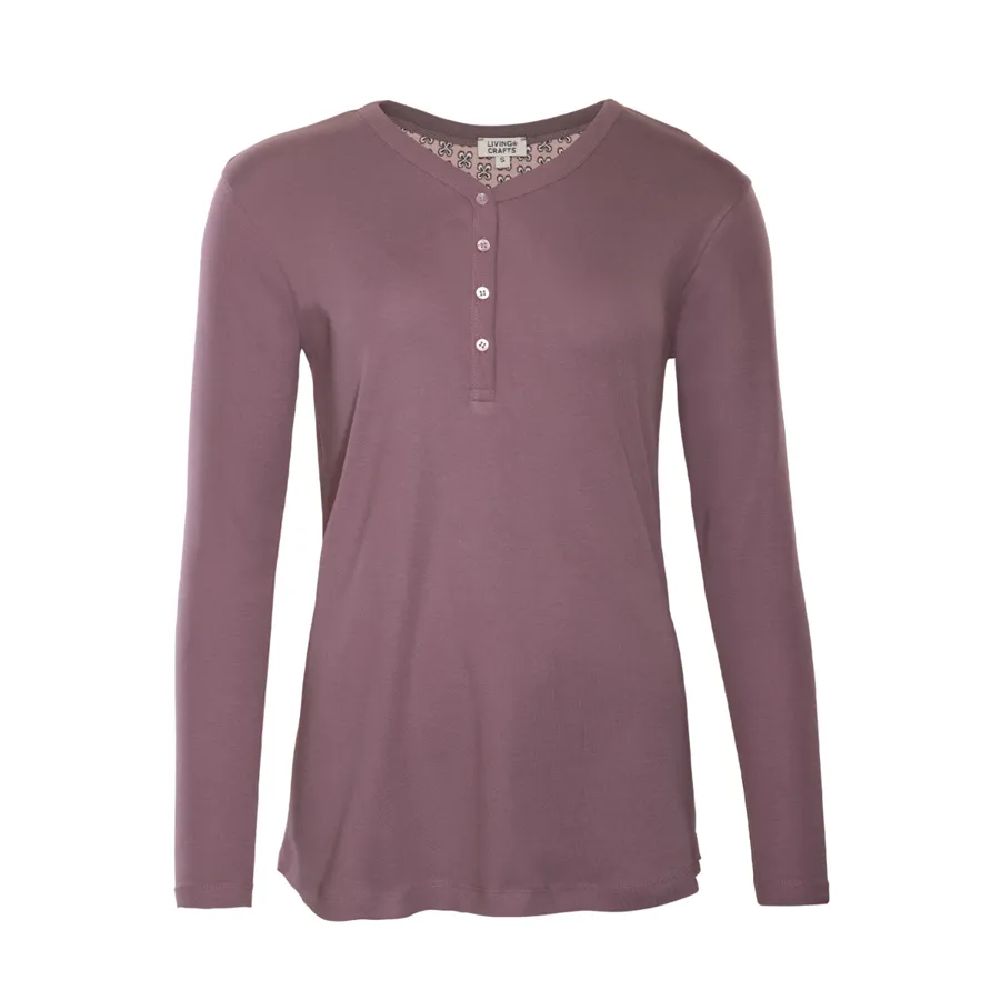 Damen Schlaf-Shirt VIOLERA in Lila aus Baumwolle – mit Ripp-Struktur