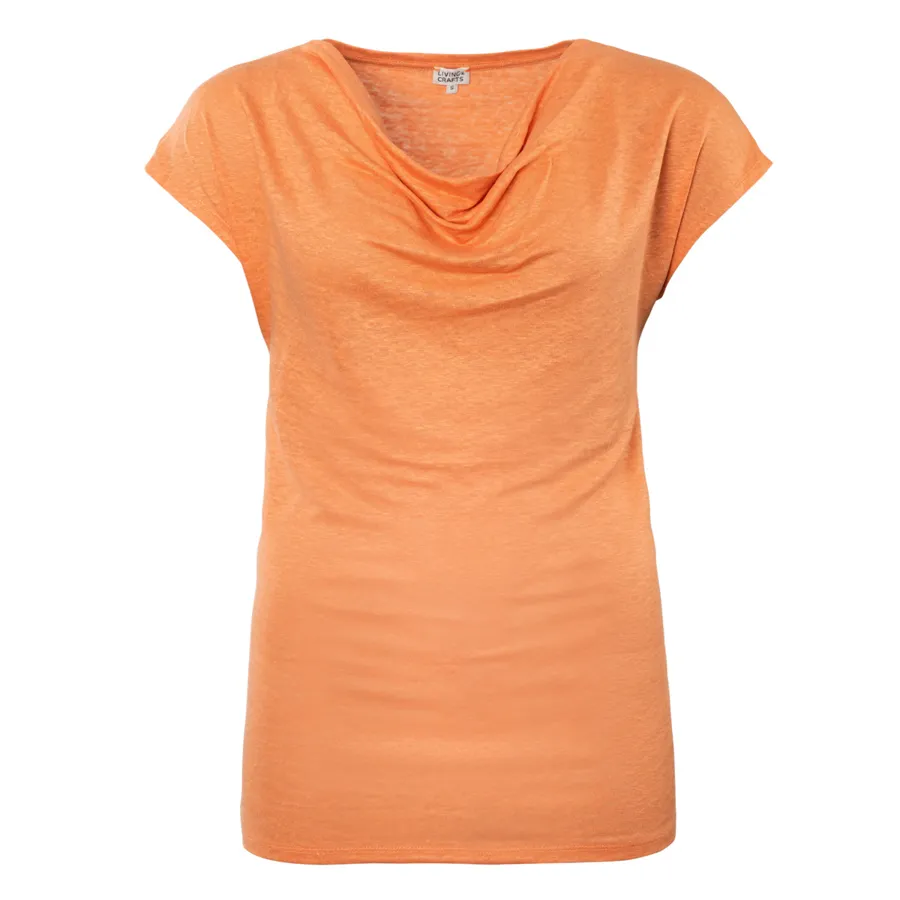 Damen T-Shirt GILKA in Orange aus Leinen – nahtarm
