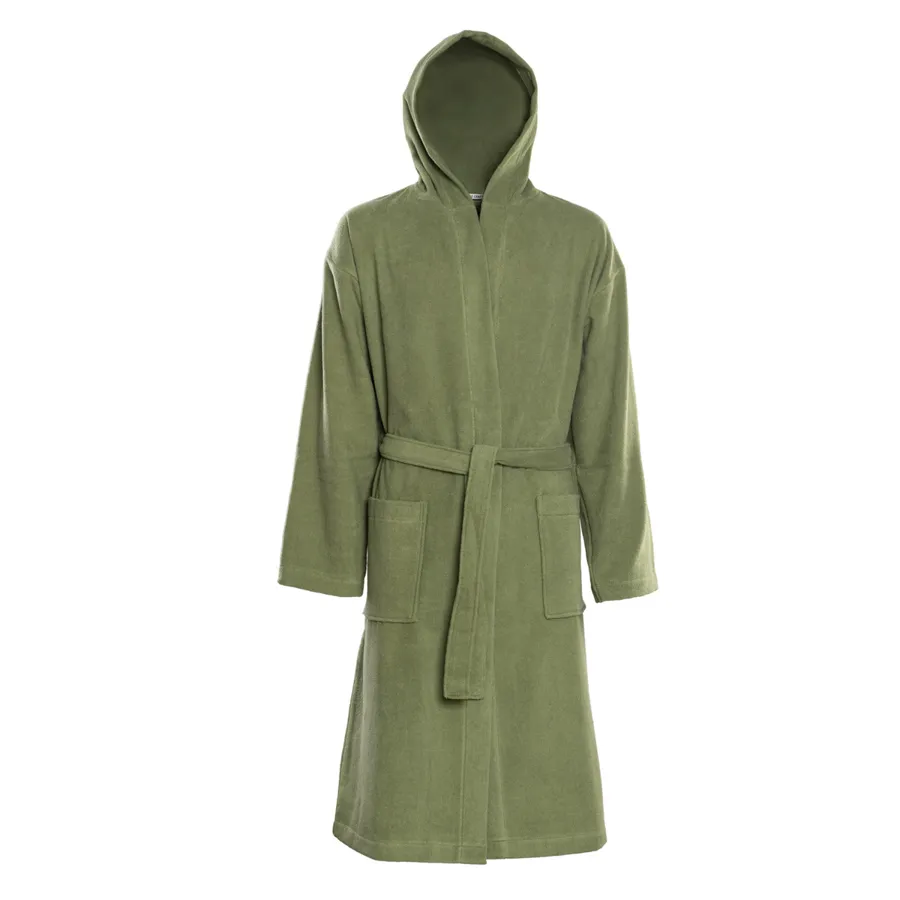Unisex Bademantel ORLANDO in Khaki aus Baumwolle – saugstark