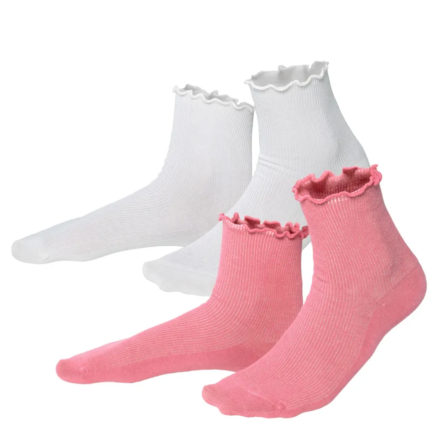 Damen Socken, 2er Pack ASTHER in Mehrfarbig aus Baumwolle mit Elasthan – mit Ripp-Struktur