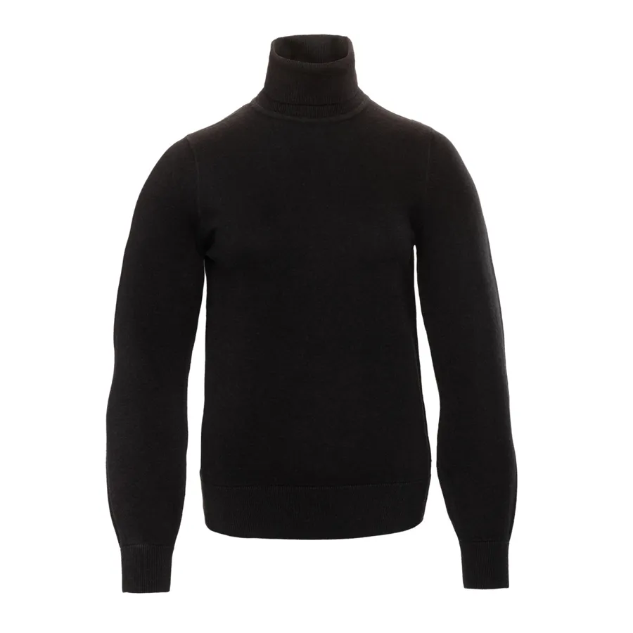 Damen Pullover URANIA in Schwarz aus Baumwolle mit Wolle – mit Ripp-Struktur