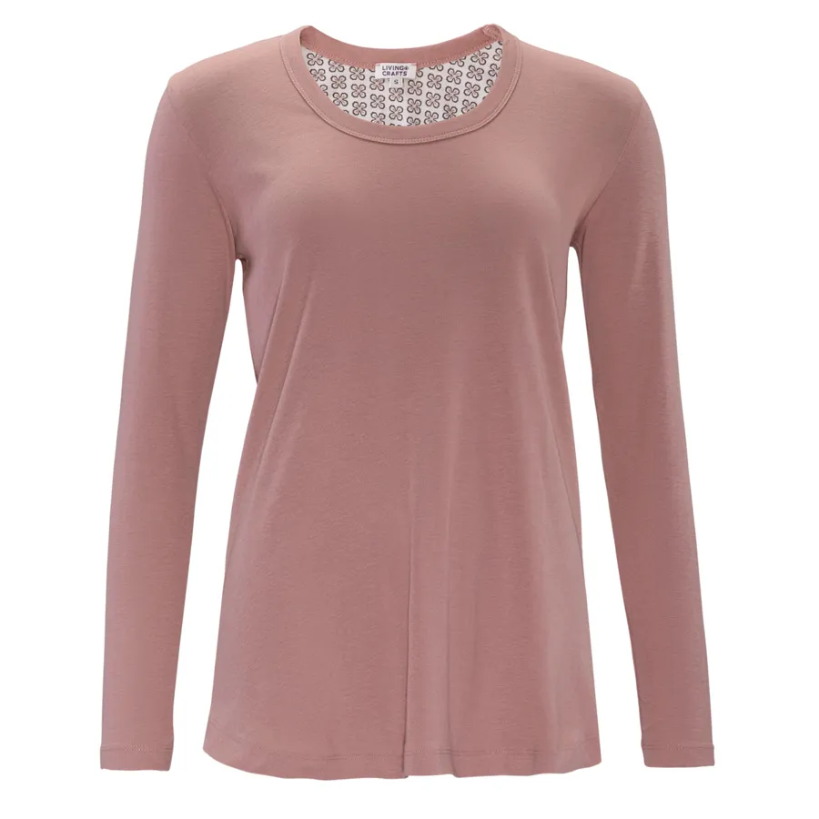 Damen Schlaf-Shirt SALISA in Pink aus Baumwolle – mit Ripp-Struktur