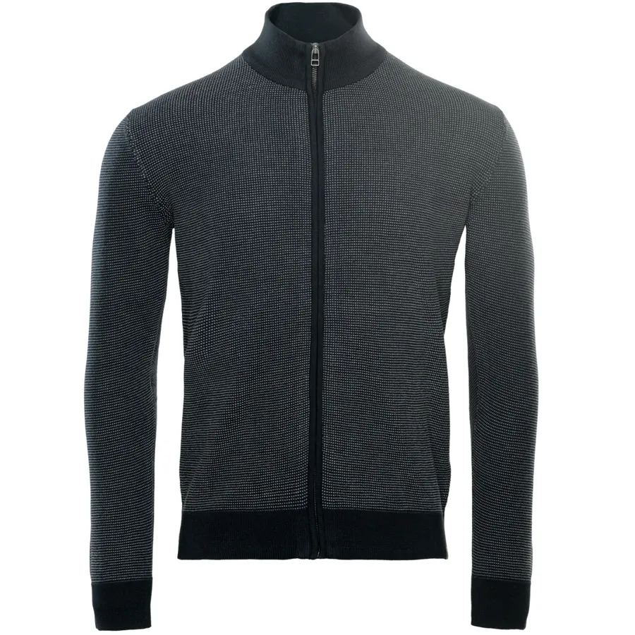 Herren Strickjacke SPENCER in Schwarz aus Baumwolle – mit Ripp-Struktur