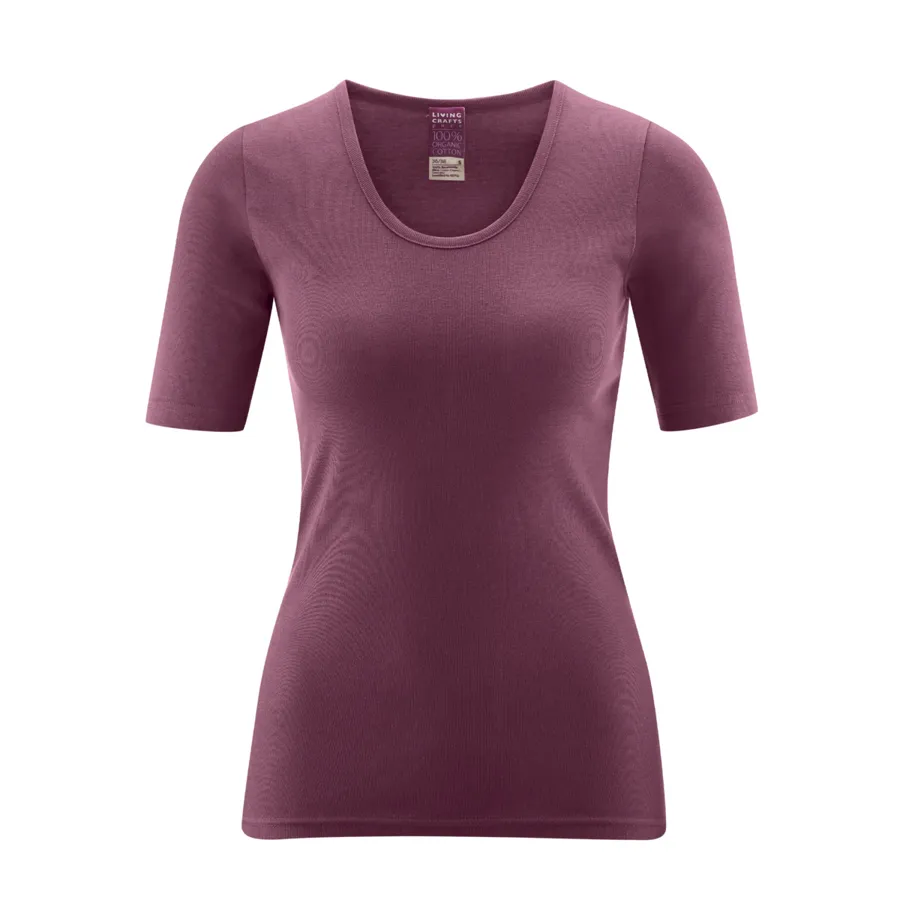 Damen Kurzarm-Shirt JULIANE in Rot aus Baumwolle – mit Ripp-Struktur