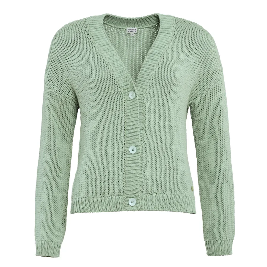 Damen Strickjacke ROSANNA in Grün aus Baumwolle