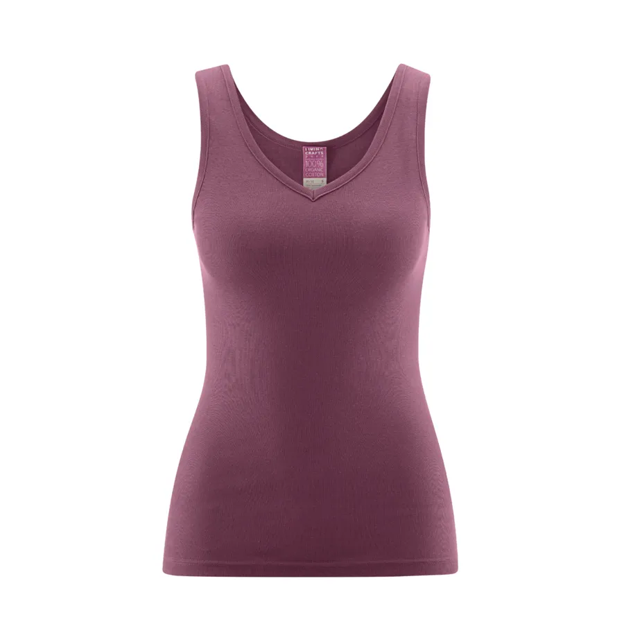 Damen V-Neck-Trägertop JANINE in Rot aus Baumwolle – mit Ripp-Struktur