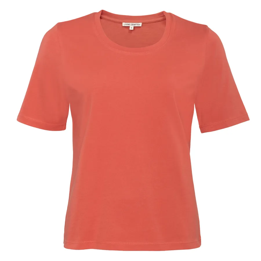 Damen T-Shirt TABERA in Rot aus Baumwolle – mit Ripp-Struktur