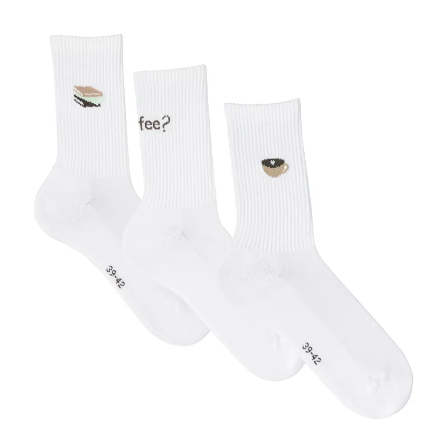 Damen Socken, 3er-Pack GIONA in White/Coffee aus Baumwolle mit Polyamid und Elasthan – mit Stretch