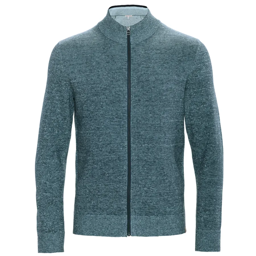 Herren Strickjacke TARIANO in Blau aus Baumwolle mit Leinen – nahtarm