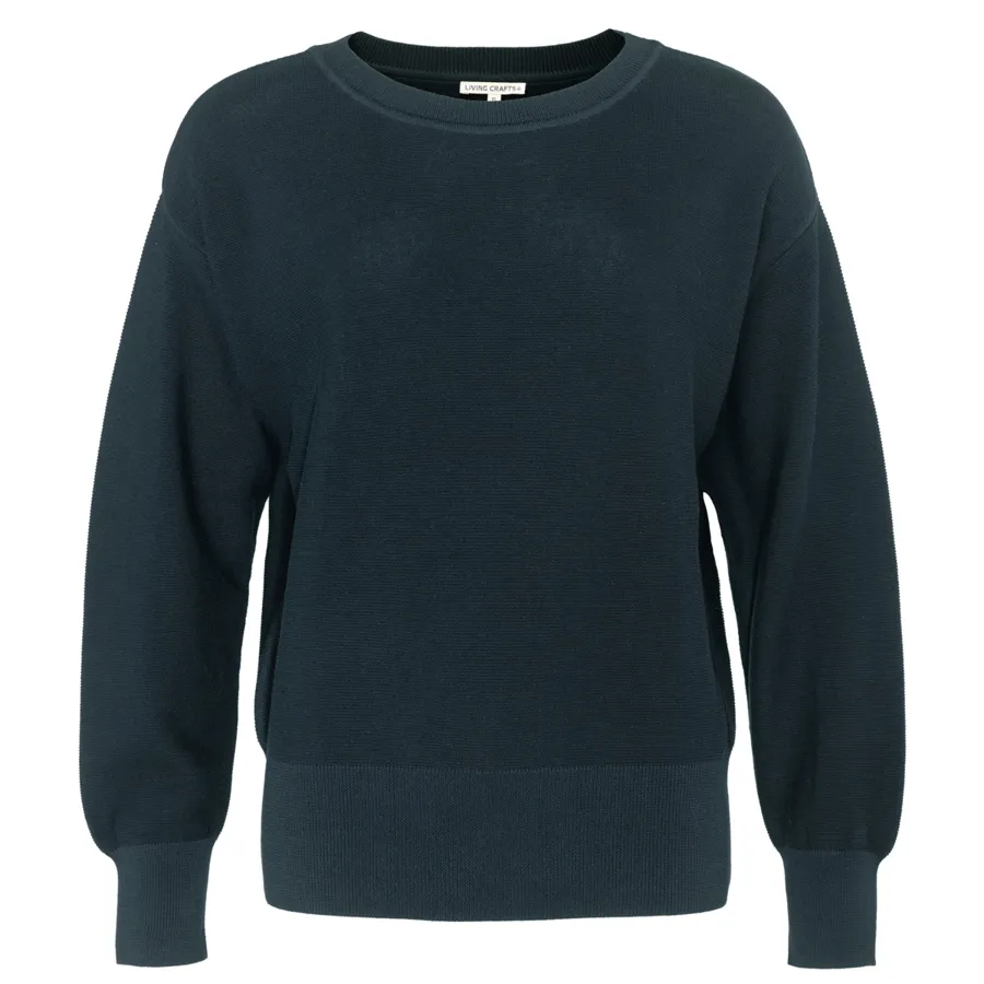 Damen Pullover THABITA in Blau aus Baumwolle – mit Ripp-Struktur