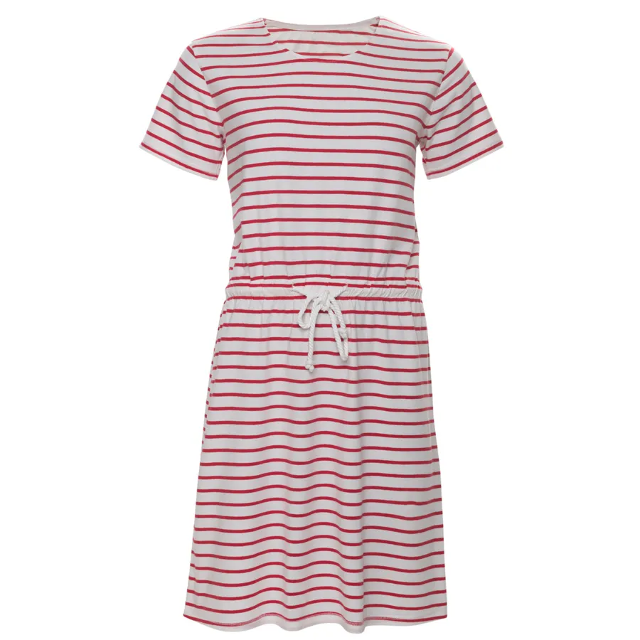 Damen Kleid in Offwhite/Red aus Baumwolle mit Elasthan – mit Stretch