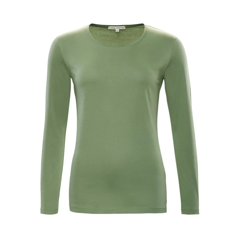 Damen Langarm-Shirt SUSANNA in Grün aus Baumwolle – weich