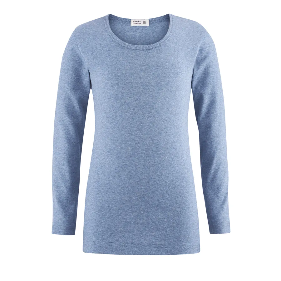 Unisex Langarm-Shirt HORSE in Blau aus Baumwolle – mit Ripp-Struktur