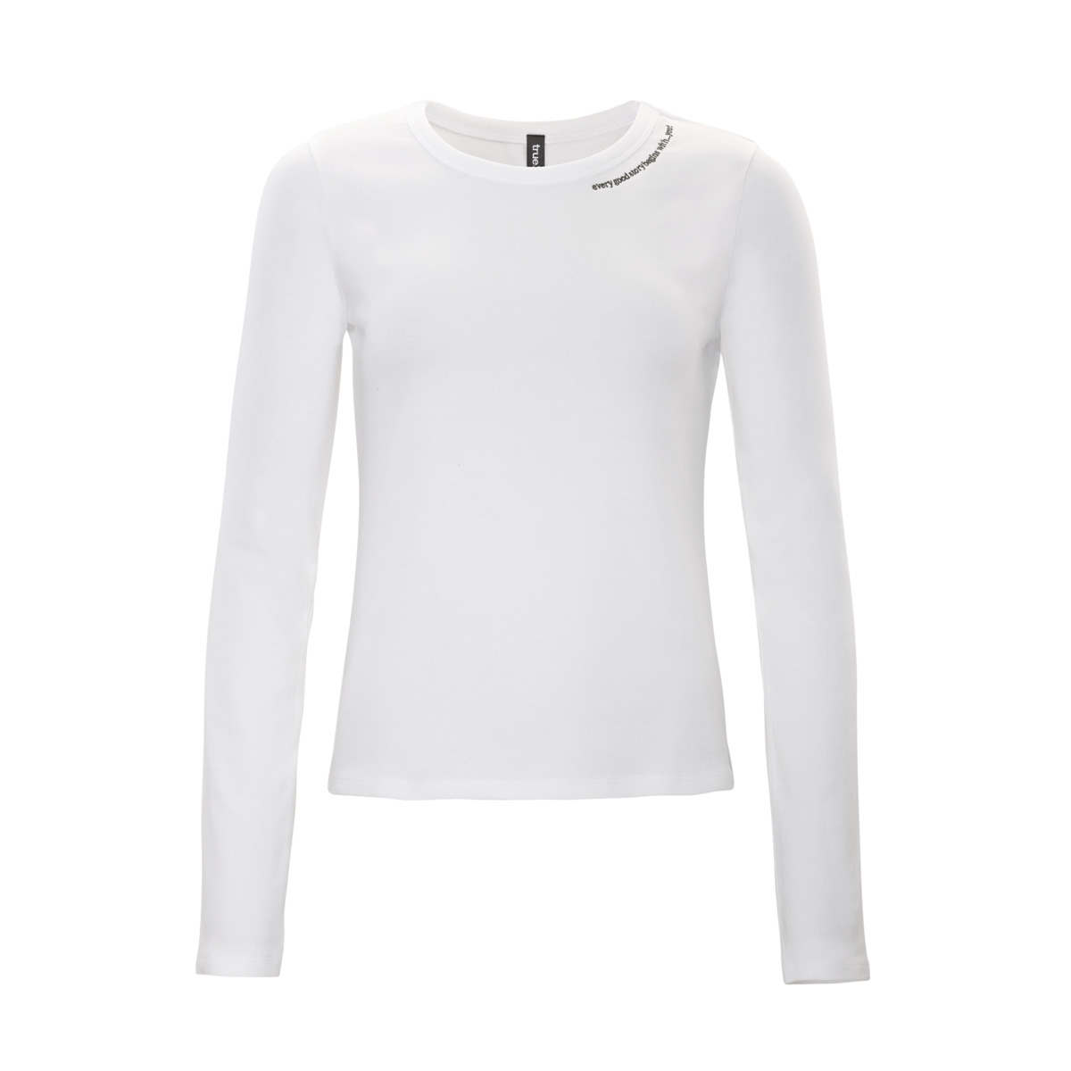 Damen Langarm-Shirt GEETA in Weiß aus Baumwolle mit Elasthan – mit Ripp-Struktur