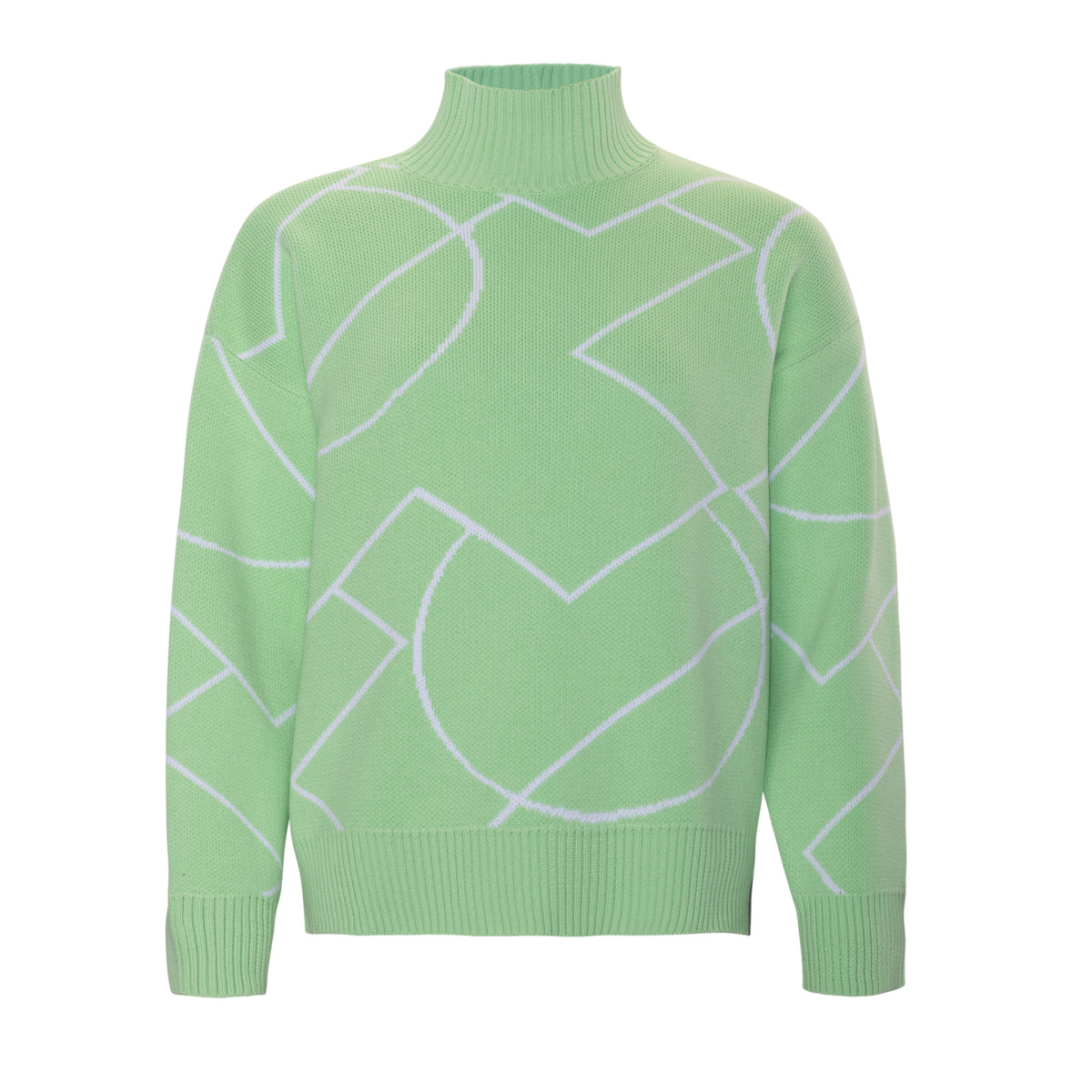 Damen Oversized Pullover GRESA in Tea Green/White aus Baumwolle – mit Ripp-Struktur